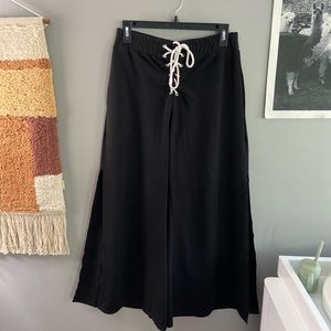 High waisted wide leg crop black trousers